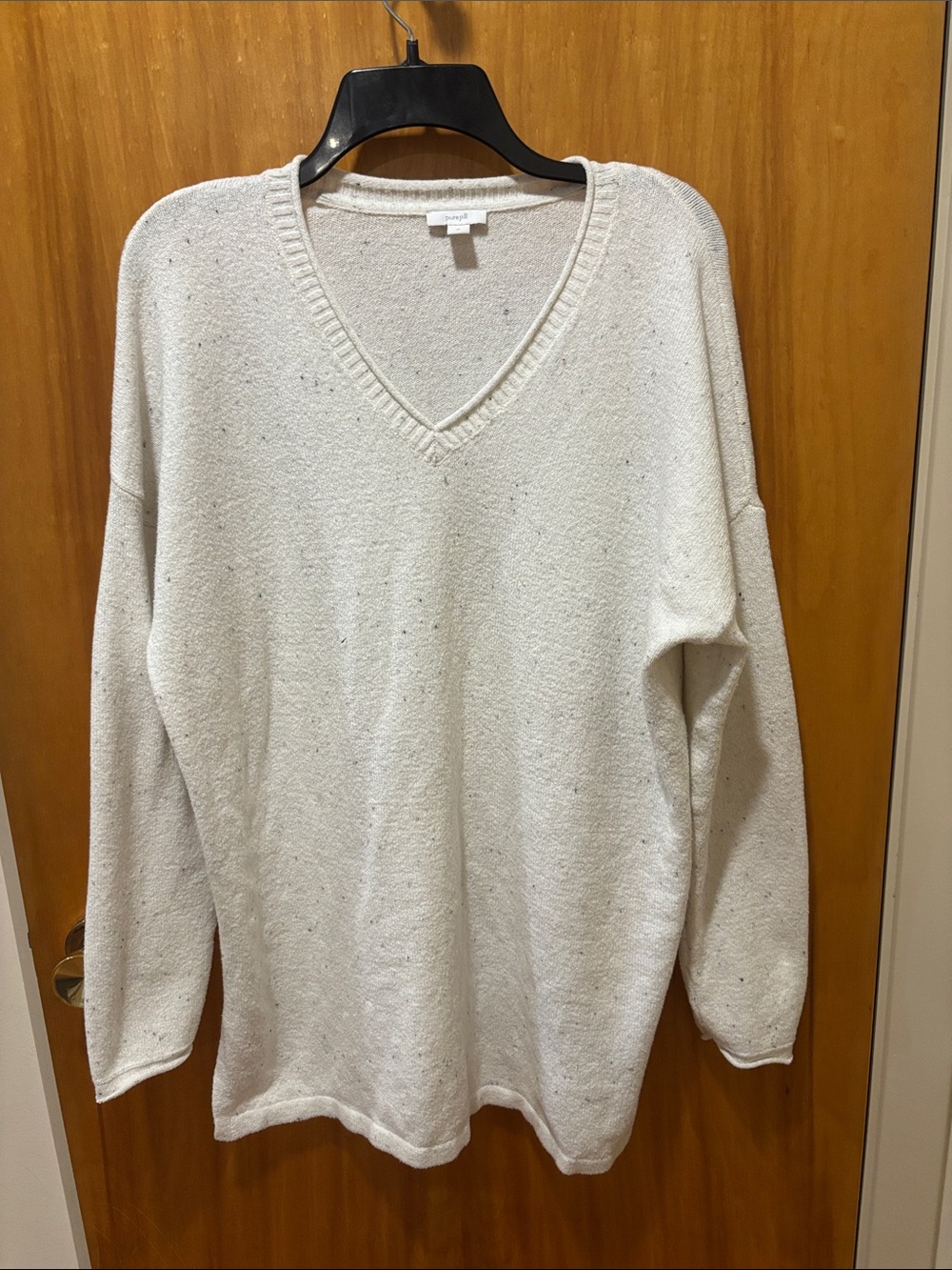 Pure Jill Light Cream V-Neck Knit Sweater - Relaxed Fit